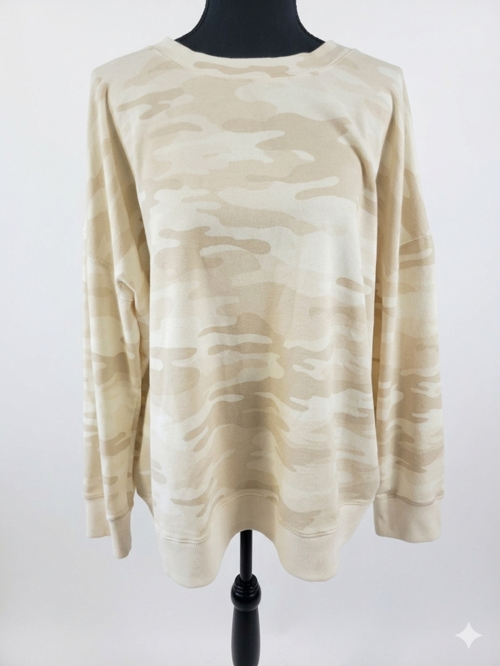Style & Co. Women's Beige Camo Crewneck Sweatshirt